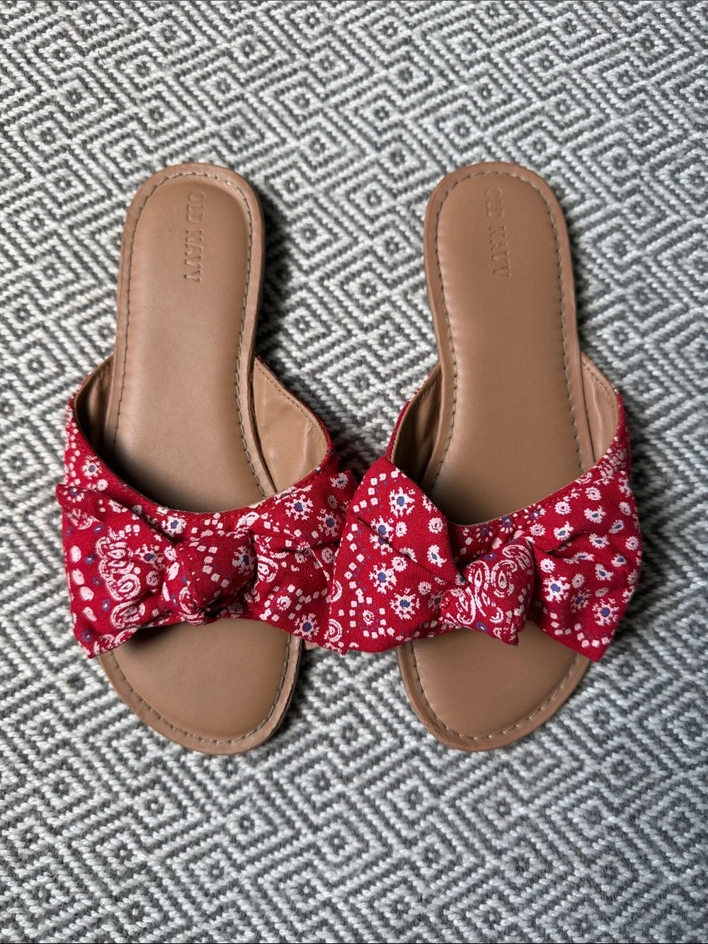 Old Navy Kids Red Bandana Bow Slide Mules